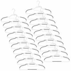Set de 20 de umerase antiderapante pentru haine, din PE, cu carlig metalic rotativ, 41 cm, alb si gri