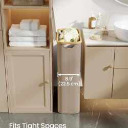 SONGMICS Cos rufe slim pentru spatii inguste, sac detasabil, 65 litri, 42x23x71 cm, maro bej