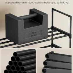 SONGMICS Suport pentru pantofi cu 3 niveluri, structura metalica, 30x117x55 cm, negru