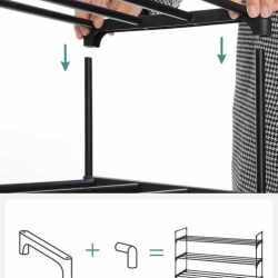 SONGMICS Set 2 suporturi pentru pantofi cu 3 niveluri, structura metalica, 30x92x54 cm, negru