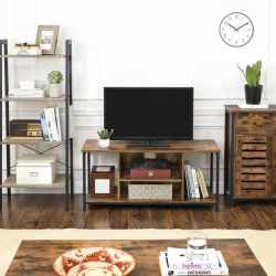 VASAGLE Comoda depozitare cu 2 sertare si polite, usi tip jaluzea, stil industrial, 30x70x80 cm, maro rustic