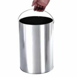 SONGMICS Cos de gunoi cu scumiera pentru exterior, din inox, galeata interioara detasabila, tip stativ, 61x25 cm, negru