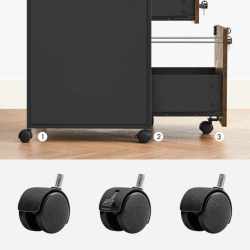 VASAGLE Dulap mobil 42x44x69 cm, cu 2 sertare si roti cu frana, compartiment deschis si suport dosare, PAL si otel, maro rustic si negru