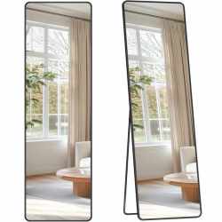 SONGMICS Oglinda de podea tip dressing, rama din aluminiu, sticla securizata, 150x40 cm, negru