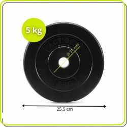 Disc greutate haltera 5 kg, 31 mm, compozit bitumic, PP, 26x5 cm, negru