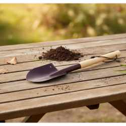 Lopata compacta pentru camping si gradina, cu maner din lemn, lama din otel, 60 cm