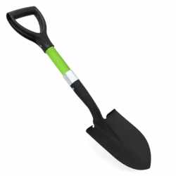 Lopata mini cu lama ascutita, maner fibra de sticla, cap metalic, 68 cm, maner tip D, verde si negru