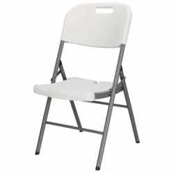 Scaun pliabil HDPE cu cadru metalic, pentru catering sau gradina, 46x53x86 cm, 150 kg, alb