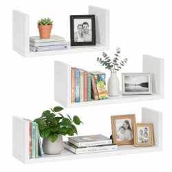 Set 3 rafturi de perete din MDF pentru decor si organizare, 30, 45 si 60 cm, alb