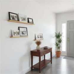 Set 3 rafturi plutitoare decorative de perete, din MDF cu suport metalic, 30, 45 si 60 cm, maro