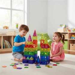 Set de constructie din piese magnetice educative pentru copii 120 de piese, multicolor