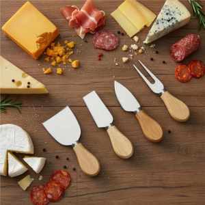 Set servire branzeturi cu platou din bambus si sertar glisant, 33x33x4 cm, maro natur