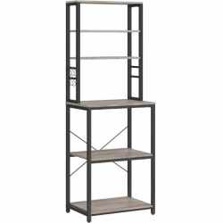 VASAGLE Raft de bucatarie, spatiu cuptor cu microunde, 6 rafturi, 40x60x167cm, gri si negru