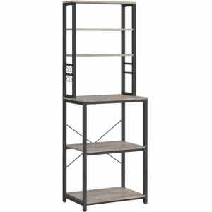 VASAGLE Raft de bucatarie, spatiu cuptor cu microunde, 6 rafturi, 40x60x167cm, gri si negru
