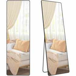 SONGMICS Oglinda podea 160x50 cm, sticla securizata, cadru aluminiu, negru