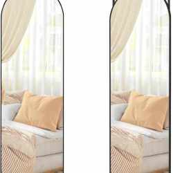 SONGMICS Oglinda decorativa cu rama curbata, 120x40 cm, montaj pe perete sau usa, negru