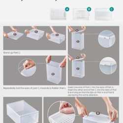 SONGMICS Organizator pantofi cutii stivuibile, cu usa transparenta, plastic, 8 module de 33x23x14 cm, alb
