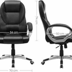 SONGMICS Scaun de birou ergonomic, reglabil pe inaltime, functie balans, tapitat piele sintetica, 54x50x122 cm, nergu