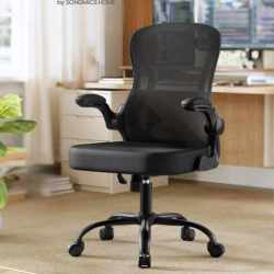 SONGMICS Scaun de birou ergonomic, reglabil pe inaltime, suport lombar, functie balans, 60x60x105 cm, negru