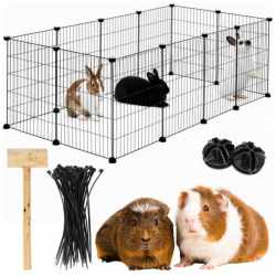 Tarc modular pentru animale cu 12 panouri metalice, pliabil, configurabil, 143x71x46 cm negru