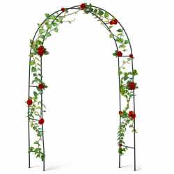 Pergola gradina pentru plante cataratoare cu ancore montaj, structura otel, 140x38x240 cm, verde