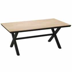 Masa pentru gradina, cadru aluminiu, blat polywood cu aspect de lemn, 180x100x75 cm, maro