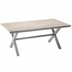 Masa pentru gradina, cadru aluminiu, blat polywood cu aspect de lemn, 180x100x75 cm, bej