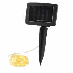 Instalatie luminoasa solara exterior 100 LED alb cald, cablu 12 m, 8 moduri iluminare, IP44, negru
