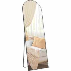 SONGMICS Oglinda podea, cu rama aluminiu si sticla securizata, design curbat, 160x50 cm, negru