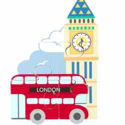 Mini puzzle din lemn autobuzul londonez, Orange Tree Toys