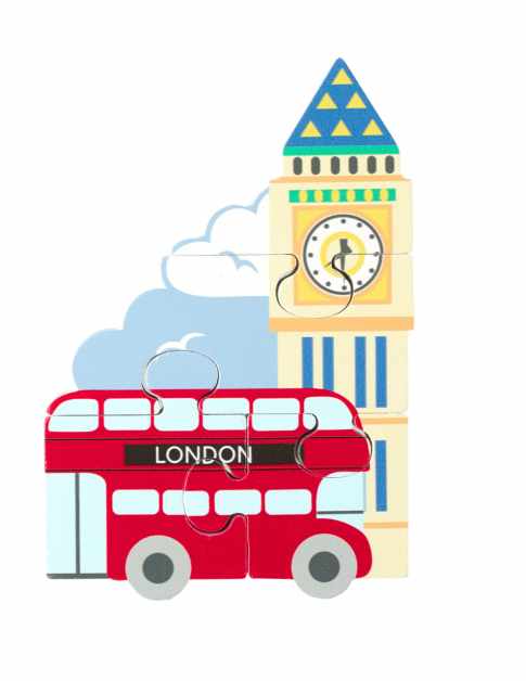 Mini puzzle din lemn autobuzul londonez