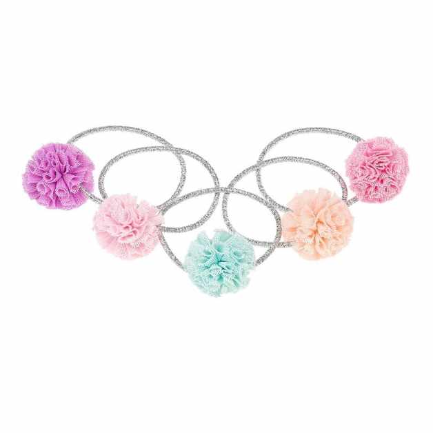 Set 5 elastice de par cu pompoane