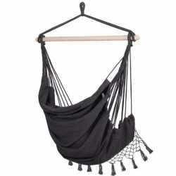 Hamac tip leagan suspendat pentru casa sau gradina HM44, gri inchis cu perne, 130x100cm, 150kg