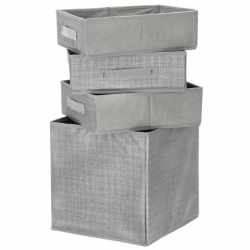 Organizator dulap tip lada cu 3 sertare, Sersimo, textil, gri