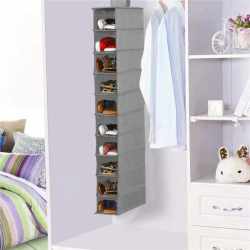 Organizator dulap Sersimo, 10 compartimente, textil, 120cm, gri