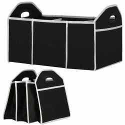 Organizator dulap Sersimo tip lada, 3 compartimente, textil, negru