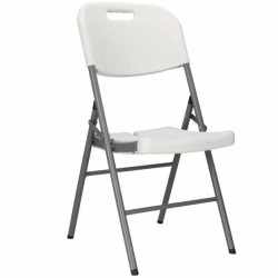 Scaun pliant din plastic pentru catering sau terasa, sarcina 150kg, alb