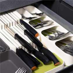 Organizator tacamuri sertar, 5 compartimente, 40x11x5,5cm, alb