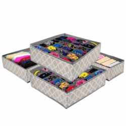 Set 4 organizatoare Sersimo sertar pentru sosete/lenjerie, gri crem