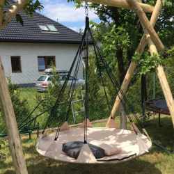Leagan de gradina XXL Sersimo, suspendat tip pat, 150cm, bej