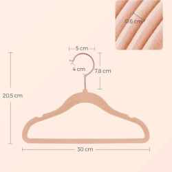 SONGMICS Set de 50 de umerase copii din catifea, antialunecare, carlige rotative 360°, 30 cm, roz