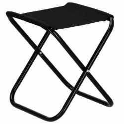 Scaun pliabil pentru camping sau pescuit, cadru metalic, maxim 100 kg, 26x26x34 cm, negru