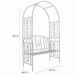 Pergola pentru gradina cu banca, structura metalica solida, 122x58x203 cm, negru