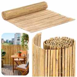 Panou paravan gard din bambus natural, inaltime 150 cm, lungine 500 cm, lamele 15mm, maro natur