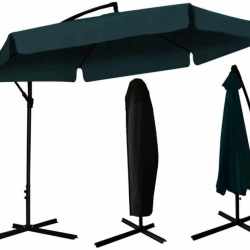 Umbrela gradina tip banana cu mecanism inclinare, impermeabila, diametru 300 cm, husa inclusa, verde