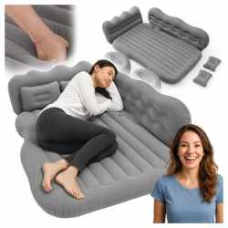 Saltea auto gonflabila pentru bancheta spate cu perne si pompa, 128x76x15 cm, negru
