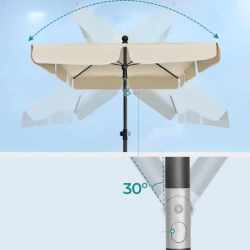 SONGMICS Umbrela terasa sau gradina reglabila, inclinare 2 directii, protectie UV UPF 50+, husa inclusa, 230x150 cm, bej