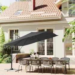 SONGMICS Umbrela de gradina cu manivela tip pendul 270x270 cm, UPF 50+, rotire 360°, inclinare reglabila, gri