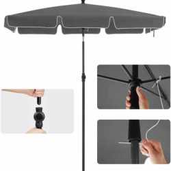 SONGMICS Umbrela terasa gradina sau plaja, inclinare 2 directii, protectie UV UPF 50+, 180x125 cm, gri