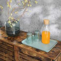 VASAGLE Comoda cu usi glisante pentru bucatarie sau living, cadru metalic, stil industrial, 100x35x70 cm, maro rustic